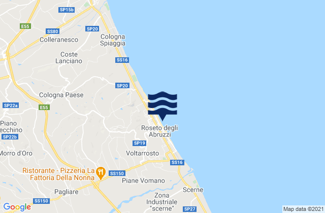 Spiaggia Roseto degli Abruzzi, Italyの潮見表地図