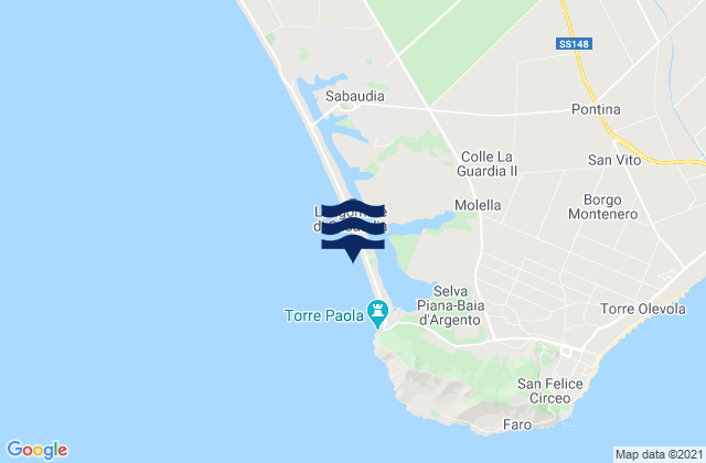 Spiaggia Sabaudia, Italyの潮見表地図
