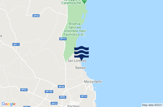 Spiaggia San Lorenzo, Italyの潮見表地図