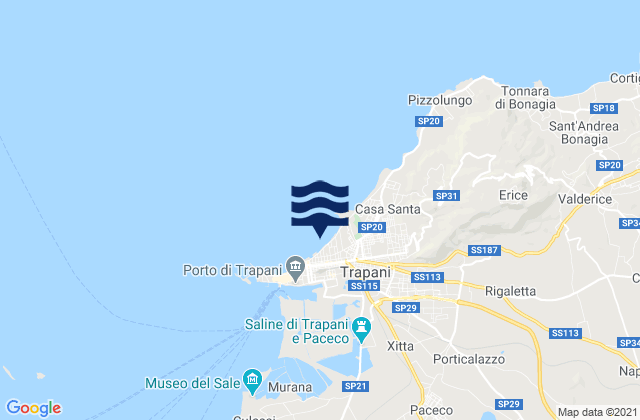 Spiaggia Trapani, Italyの潮見表地図