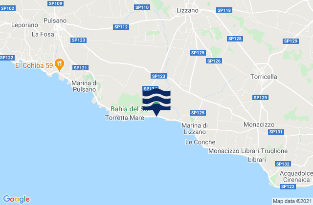 Spiaggia a Taranto, Italyの潮見表地図