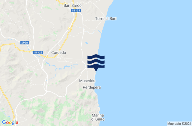 Spiaggia della Marina di Cardedu, Italyの潮見表地図