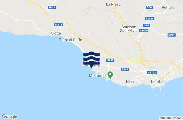 Spiaggia della Rocca di San Nicola, Italyの潮見表地図