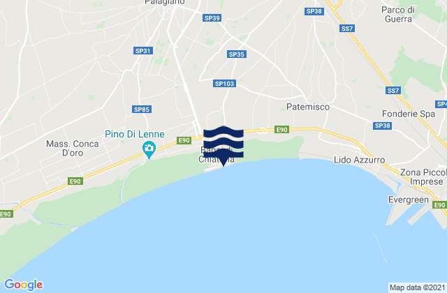 Spiaggia di Chiatona, Italyの潮見表地図