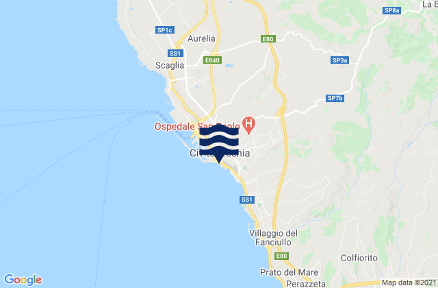 Spiaggia di Civitavecchia, Italyの潮見表地図