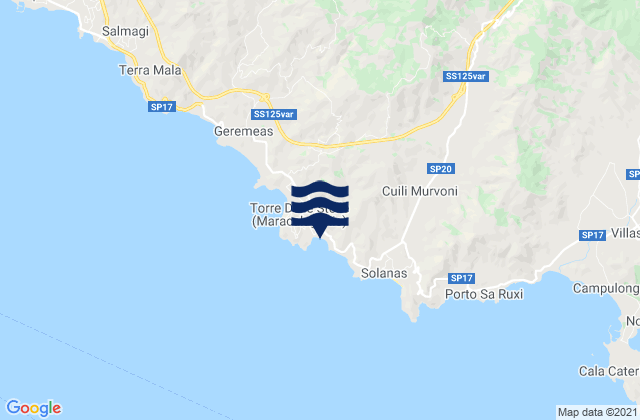Spiaggia di Genn'e Mari, Italyの潮見表地図