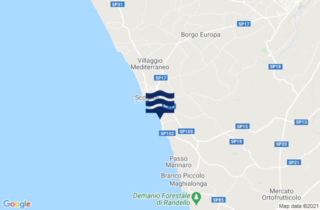 Spiaggia di Kamarina, Italyの潮見表地図