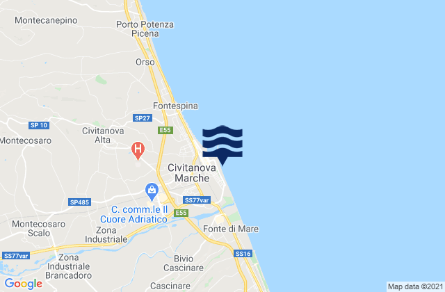 Spiaggia di Portocivitanova, Italyの潮見表地図