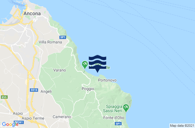 Spiaggia di Portonovo, Italyの潮見表地図