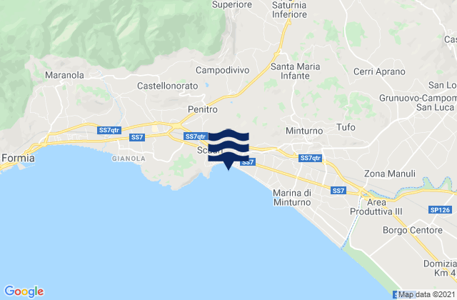 Spigno Saturnia Inferiore, Italyの潮見表地図