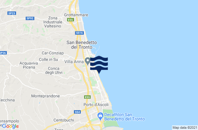 Spinetoli, Italyの潮見表地図