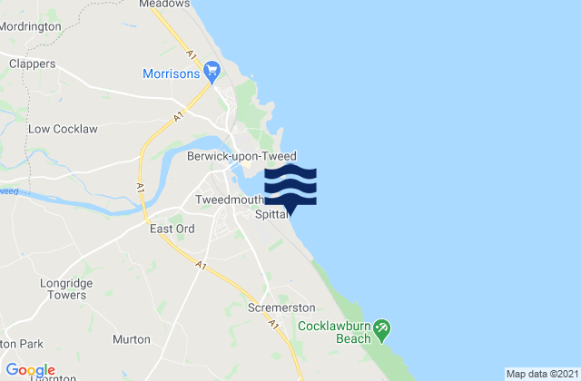 Spittal Beach, United Kingdomの潮見表地図