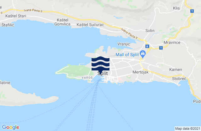 Split, Croatiaの潮見表地図