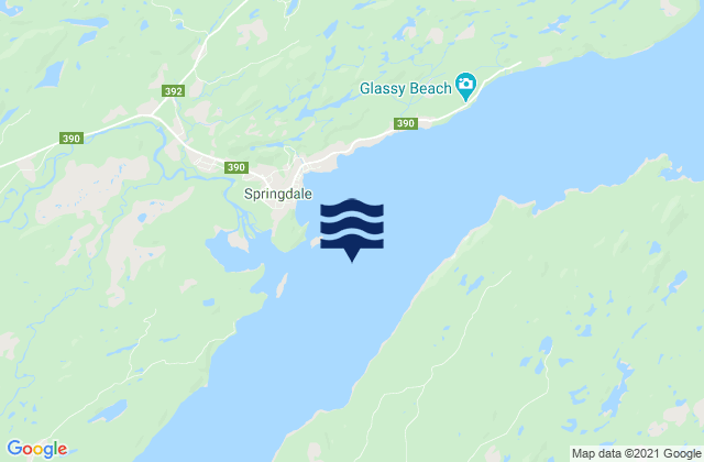 Springdale, Canadaの潮見表地図