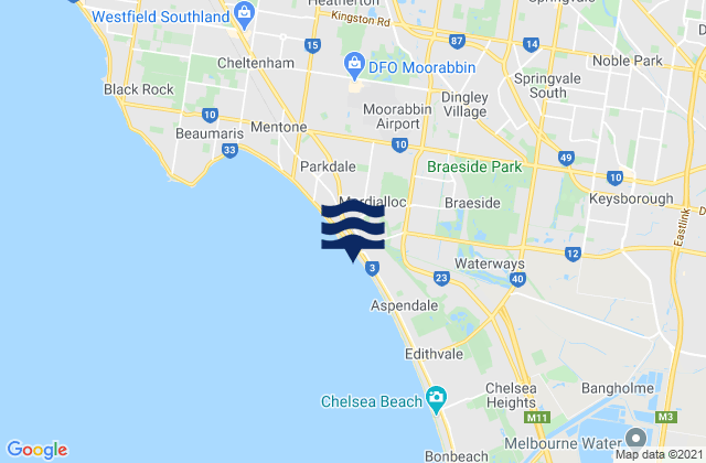 Springvale, Australiaの潮見表地図