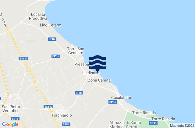 Squinzano, Italyの潮見表地図