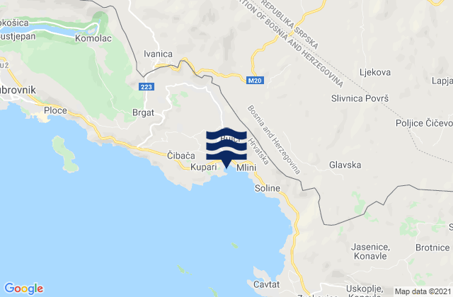 Srebreno, Croatiaの潮見表地図