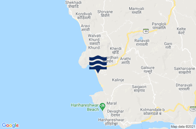 Srīvardhan, Indiaの潮見表地図