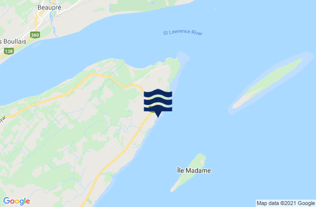 St-Francois, Canadaの潮見表地図