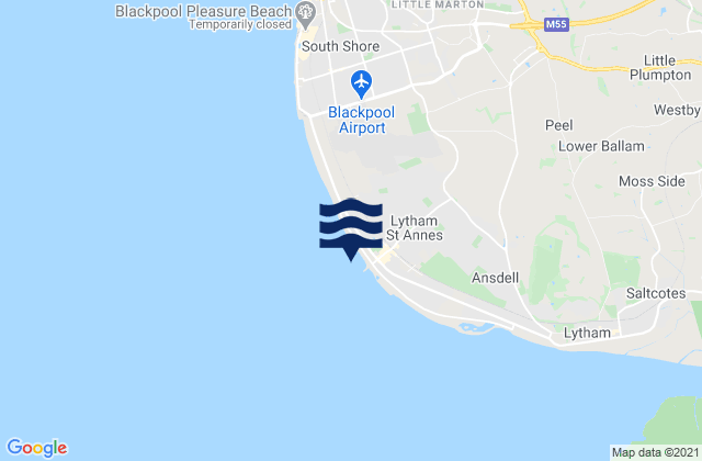 St Annes Beach, United Kingdomの潮見表地図