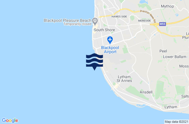 St Annes North Beach, United Kingdomの潮見表地図