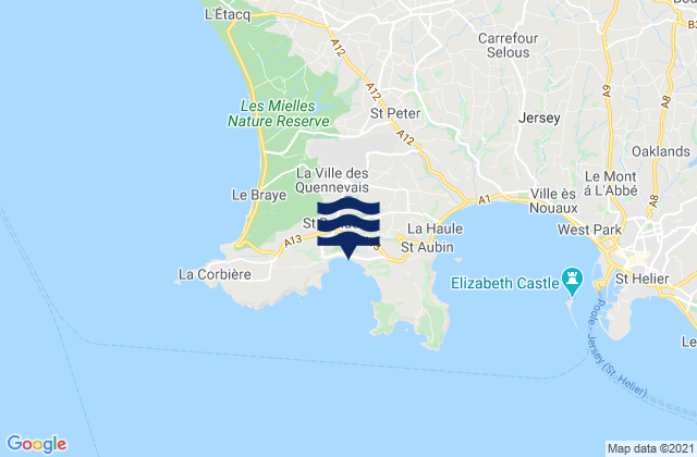 St Brelades - Jersey, Franceの潮見表地図