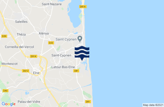 St Cyprien, Franceの潮見表地図