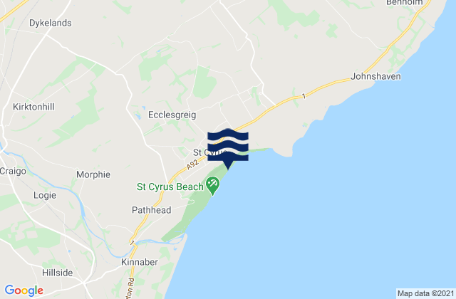 St Cyrus Beach, United Kingdomの潮見表地図