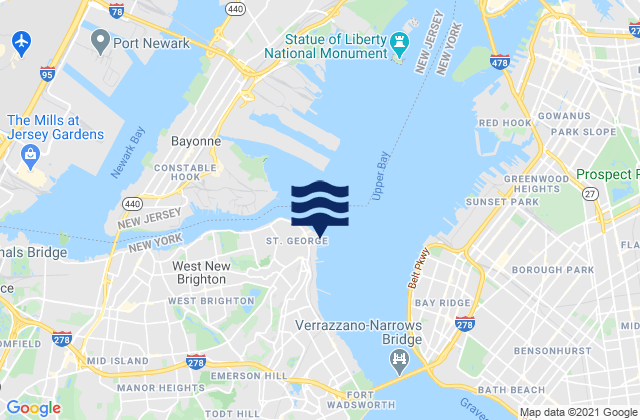 St George Staten Island, United Statesの潮見表地図