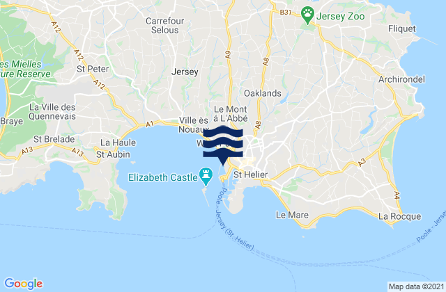 St Helier Jersey Island, Franceの潮見表地図