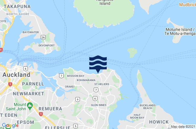 St Heliers Beach, New Zealandの潮見表地図