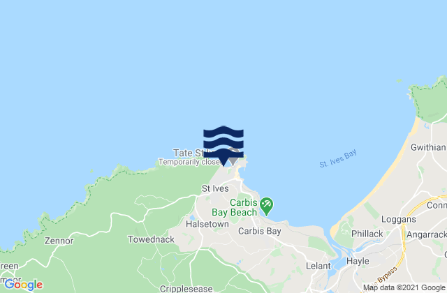 St Ives, United Kingdomの潮見表地図