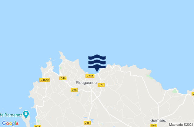 St Jean de Doigt, Franceの潮見表地図