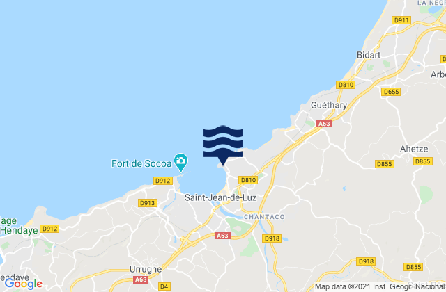 St Jean de Luz - Sainte Barbe, Spainの潮見表地図
