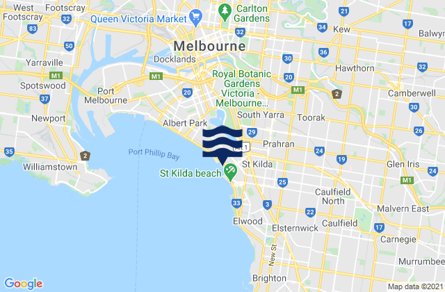 St Kilda West, Australiaの潮見表地図