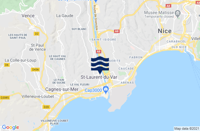 St Laurent du Var, Franceの潮見表地図