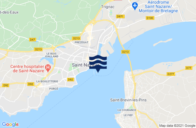 St Nazaire Loire River, Franceの潮見表地図