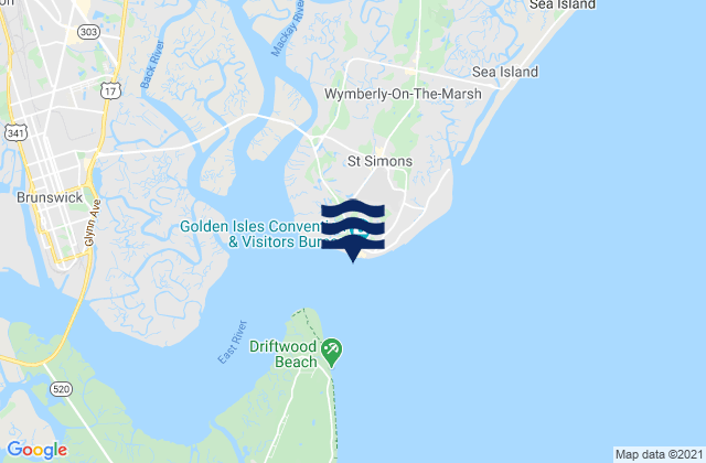 St Simons Light, United Statesの潮見表地図