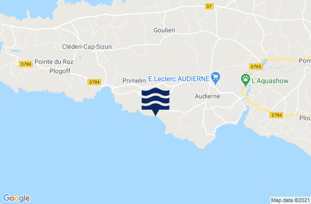 St Tugen, Franceの潮見表地図
