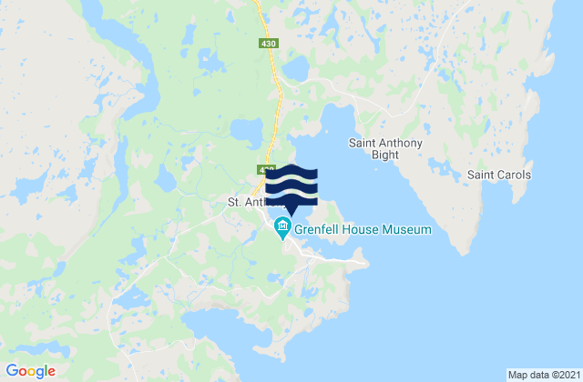 St. Anthony, Canadaの潮見表地図