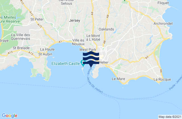 St. Helier, Franceの潮見表地図