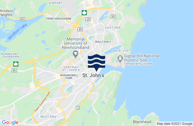 St. John's, Canadaの潮見表地図