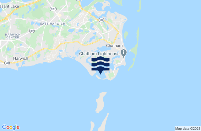 Stage Harbor west of Morris Island, United Statesの潮見表地図