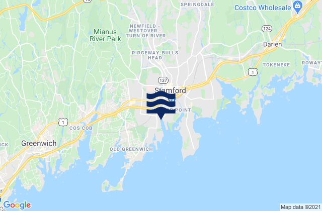 Stamford, United Statesの潮見表地図
