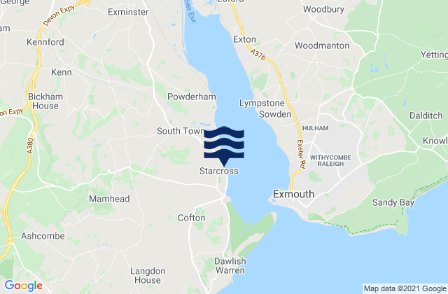 Starcross, United Kingdomの潮見表地図
