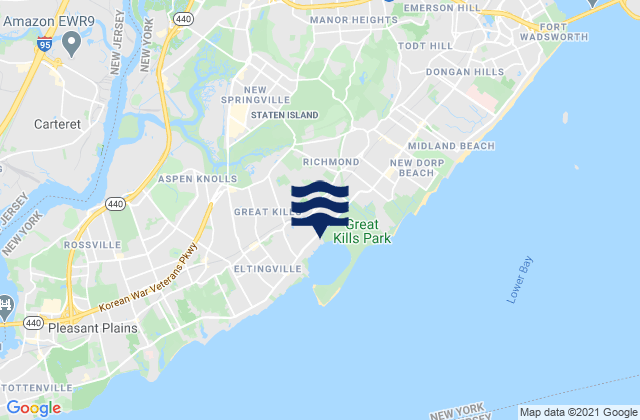 Staten Island, United Statesの潮見表地図