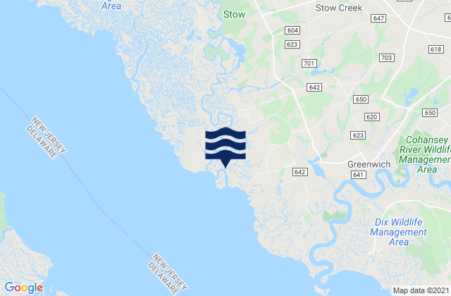 Stathems Neck (Stow Creek), United Statesの潮見表地図