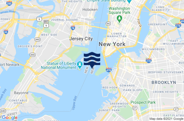 Statue of Liberty east of, United Statesの潮見表地図