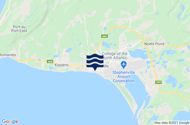 Stephenville, Canadaの潮見表地図