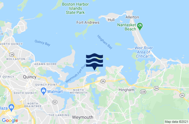 Stodders Neck Weymouth Back River, United Statesの潮見表地図